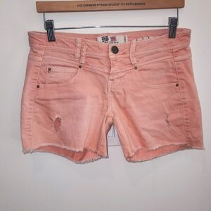 Zara TRF Distressed Shorts - Blush Red - Sz 4
